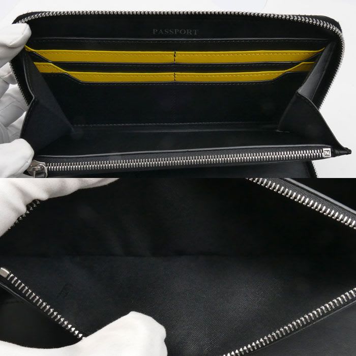 Fendi FF Logo Zip Around Wallet Long Round Zipper Black 7 M0276 A8 VC — view 5