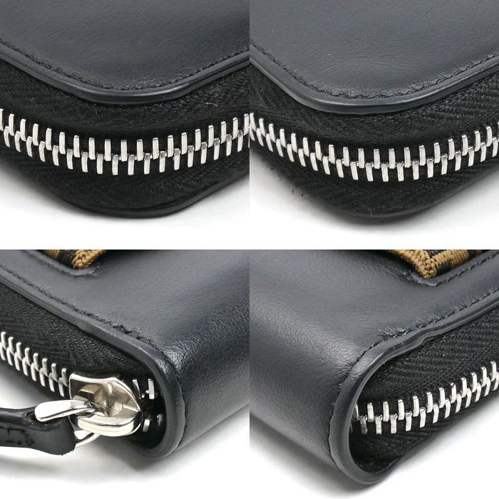 Fendi FF Logo Zip Around Wallet Long Round Zipper Black 7 M0276 A8 VC — view 6
