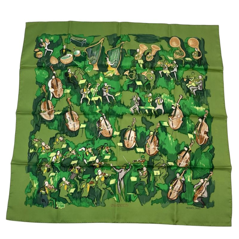 Hermes Carre 90 Silk Scarf Concerto Green — view 2