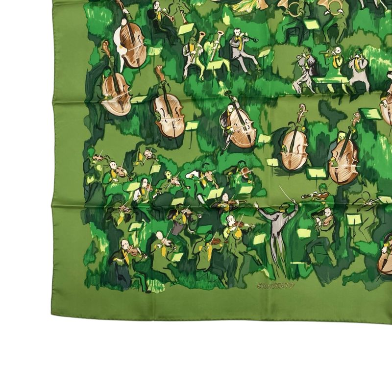 Hermes Carre 90 Silk Scarf Concerto Green — view 6