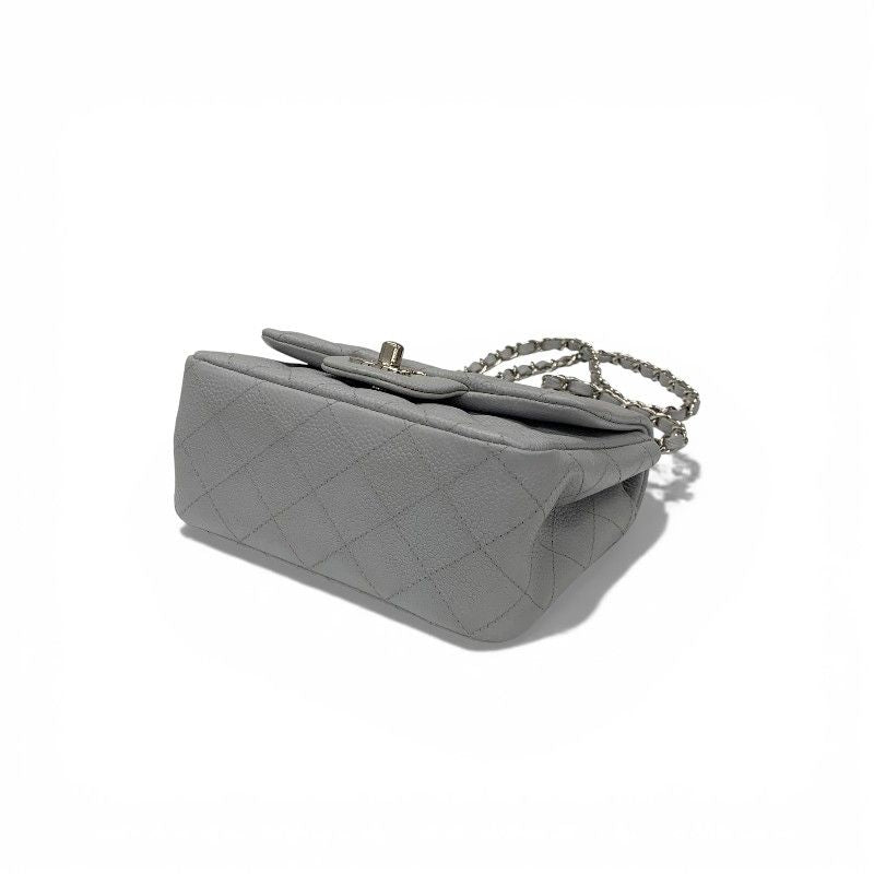 Chanel Bag Shoulder Gray Silver Mini Quilted Caviar Leather Single — view 5