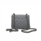Chanel Bag Shoulder Gray Silver Mini Quilted Caviar Leather Single — view 4