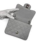 Chanel Bag Shoulder Gray Silver Mini Quilted Caviar Leather Single — view 7