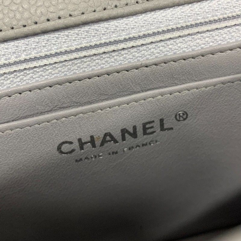 Chanel Bag Shoulder Gray Silver Mini Quilted Caviar Leather Single — view 9