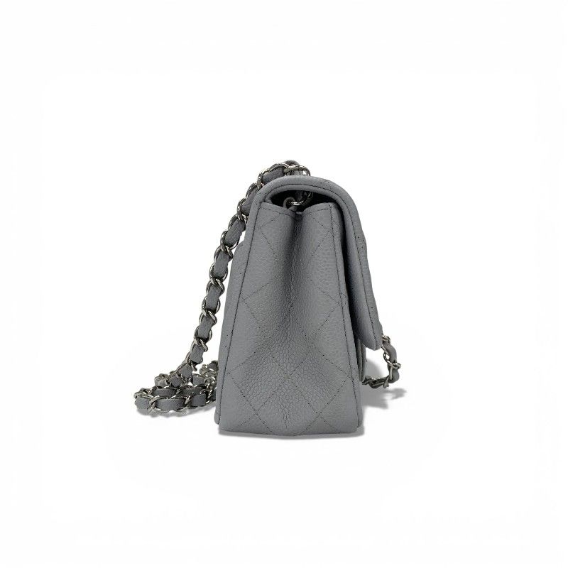 Chanel Bag Shoulder Gray Silver Mini Quilted Caviar Leather Single — view 3