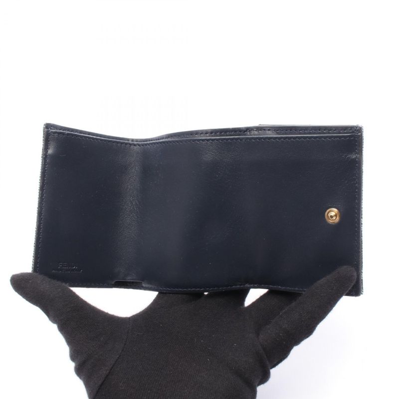 Fendi Trifold Wallet Baguette Micro FF Jacquard 8 M0395 Aut4 F1 Uj5 Black Midnight — view 3