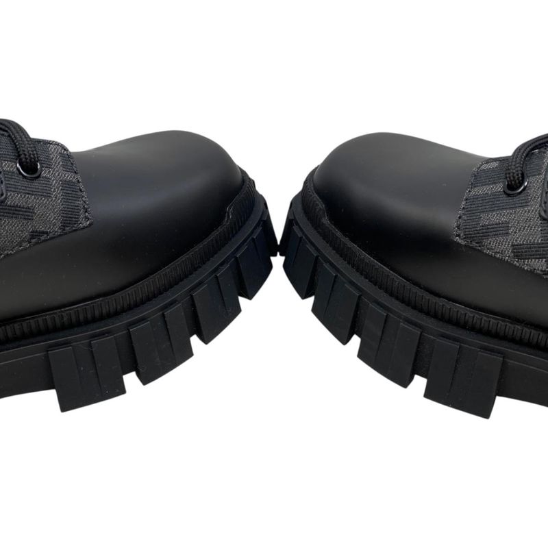 Fendi Ankle Boots Zucca Pattern Lace Up 7 U1458 6 Sizes Leather FF Logo Black — view 7
