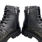 Fendi Ankle Boots Zucca Pattern Lace Up 7 U1458 6 Sizes Leather FF Logo Black — view 8