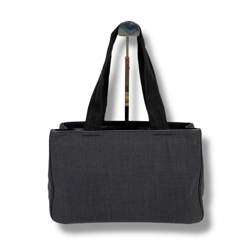Prada Mini Tote Bag Handbag Gray Black Canvas — view 4