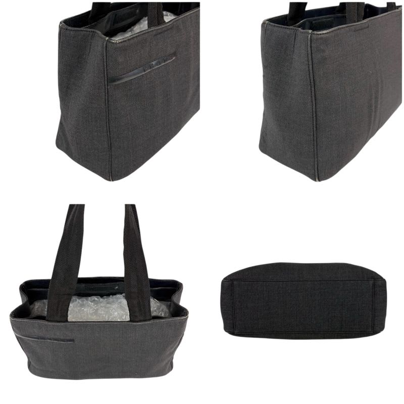 Prada Mini Tote Bag Handbag Gray Black Canvas — view 5