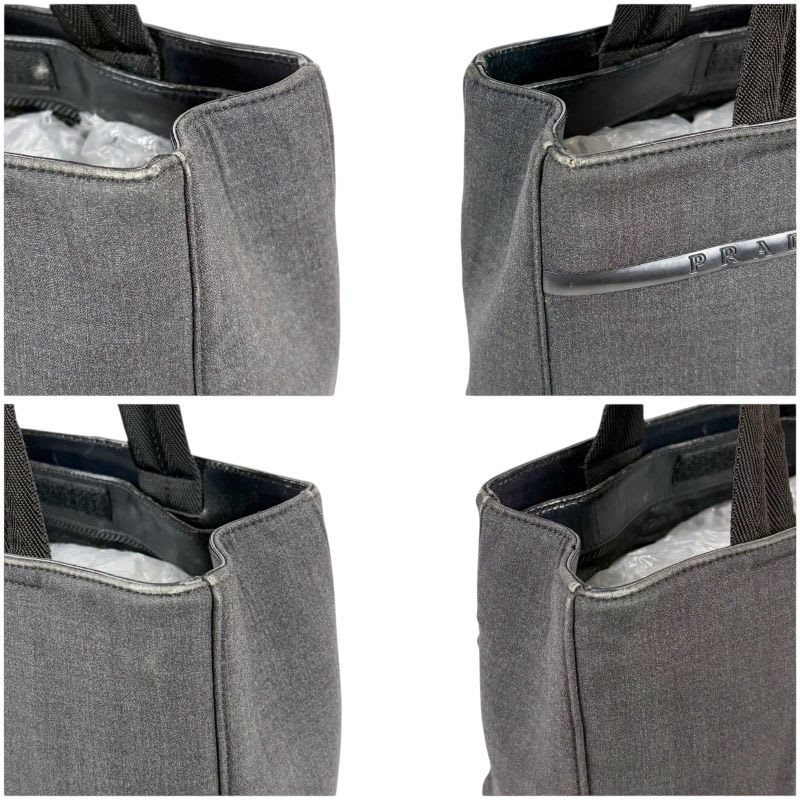 Prada Mini Tote Bag Handbag Gray Black Canvas — view 6