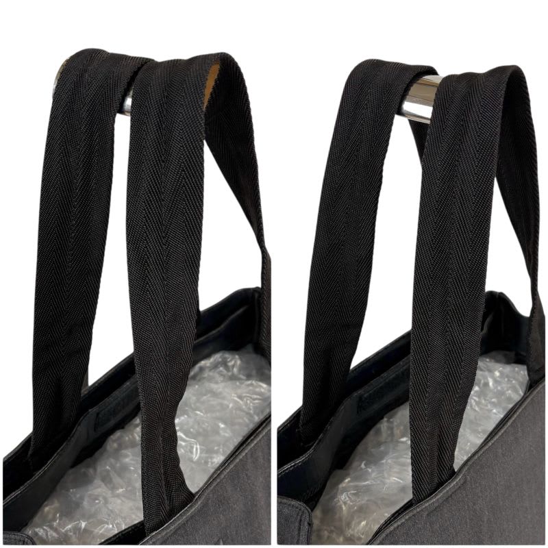 Prada Mini Tote Bag Handbag Gray Black Canvas — view 9