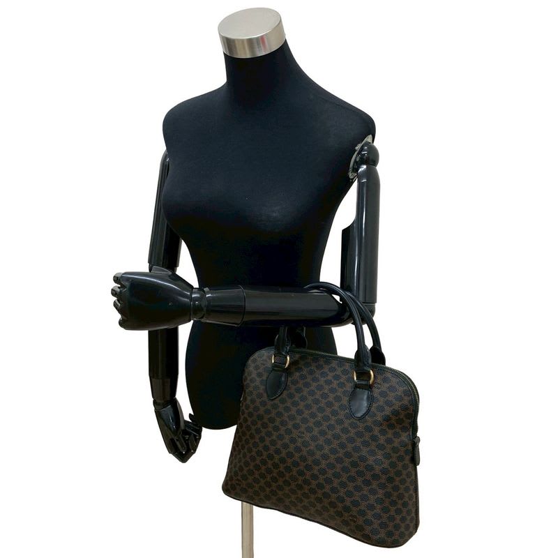 Celine Vintage Macadam Blason Logo Pattern Leather Handbag Mini — view 3