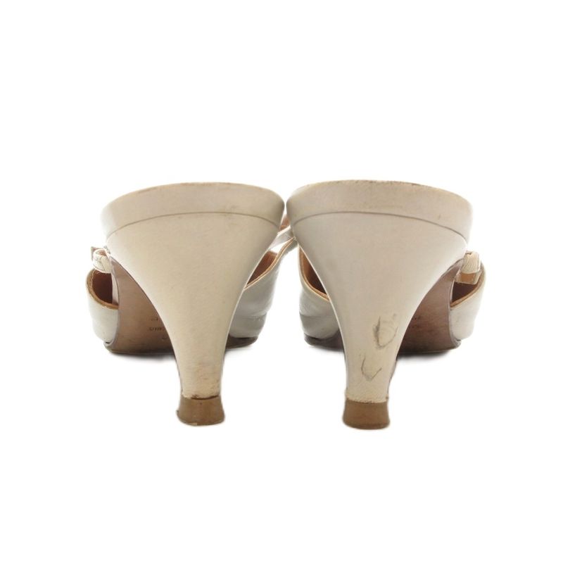 Hermes Mule 36 Sandals Shoes Strap High Heels White AE GY06 — view 4