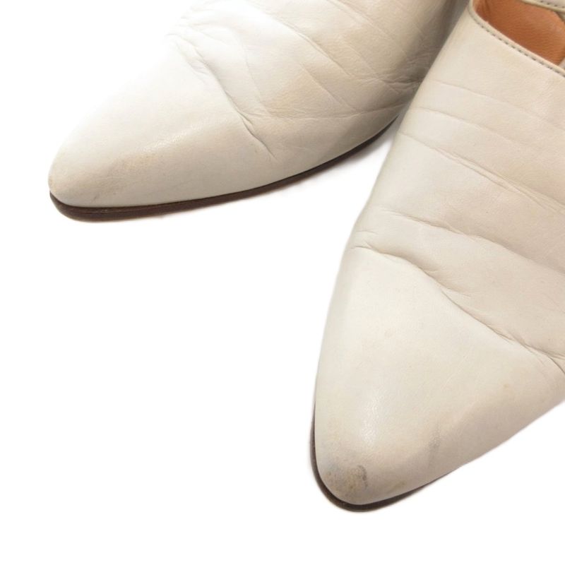 Hermes Mule 36 Sandals Shoes Strap High Heels White AE GY06 — view 5