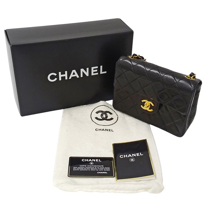 Chanel Bag Mini Quilted Shoulder Lambskin Black — view 9
