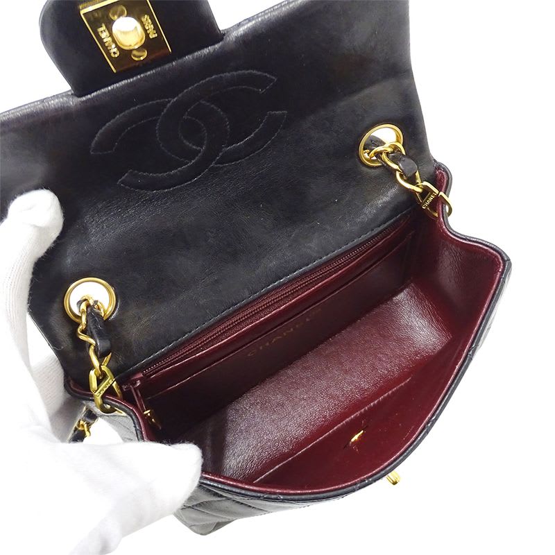 Chanel Bag Mini Quilted Shoulder Lambskin Black — view 6