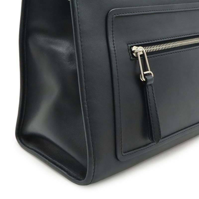 Fendi Runaway Small Shoulder Bag 2-Way Handbag Leather Black Silver Hardware — view 9