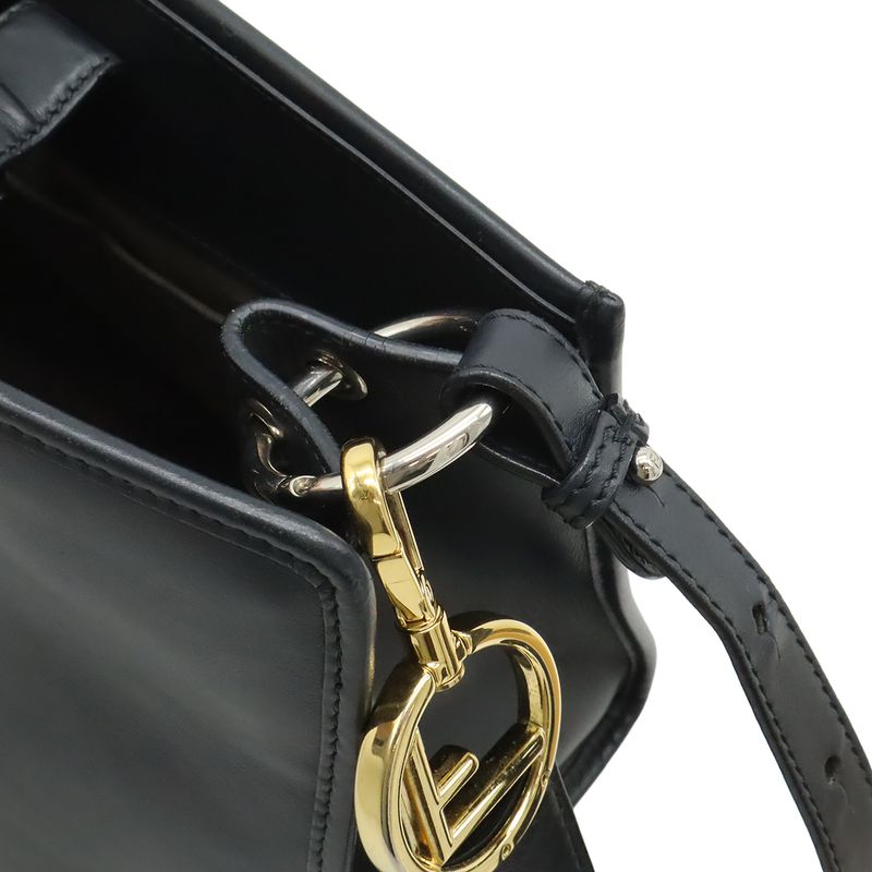 Fendi Runaway Small Shoulder Bag 2-Way Handbag Leather Black Silver Hardware — view 6