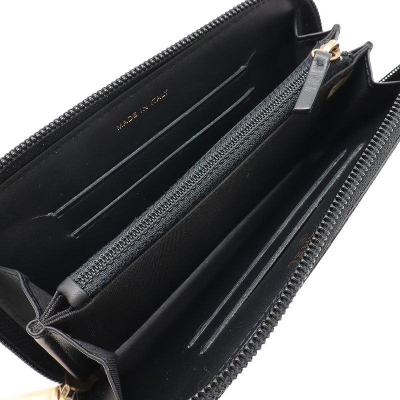 Chanel Coco Mark Round Zipper Wallet Caviar Leather Black Gold Hardware — view 5