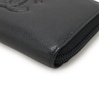 Chanel Coco Mark Round Zipper Wallet Caviar Leather Black Gold Hardware — view 3