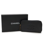 Chanel Coco Mark Round Zipper Wallet Caviar Leather Black Gold Hardware — view 9