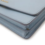 Prada Saffiano Shoulder Wallet Bag 2-Way Clutch Leather Light Blue — view 3