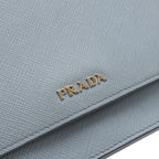 Prada Saffiano Shoulder Wallet Bag 2-Way Clutch Leather Light Blue — view 4