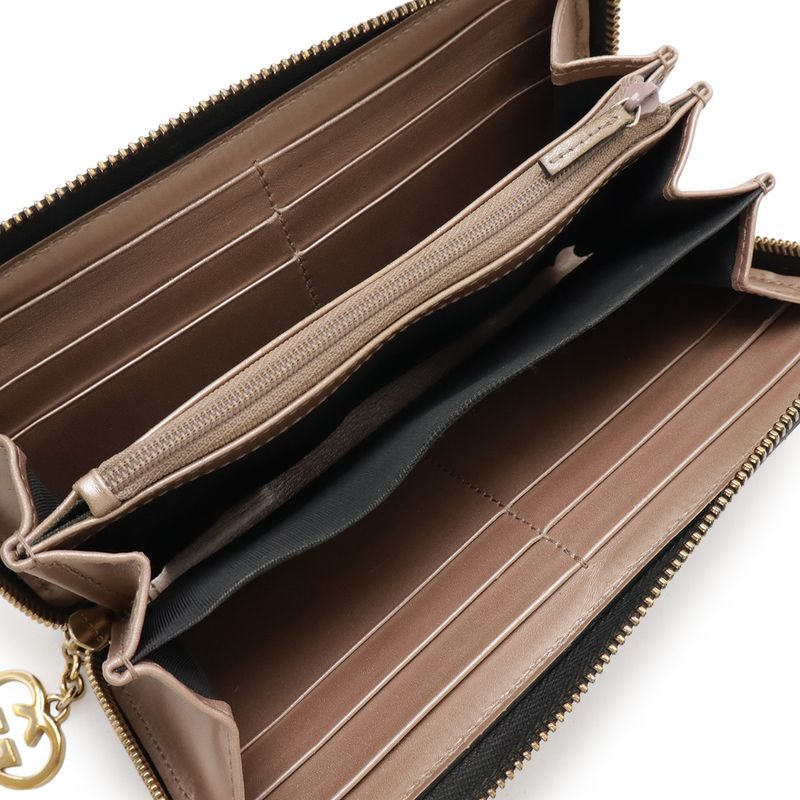 Gucci Lovely Round Zipper Long Wallet Shiny Leather Black Gold Hardware — view 5