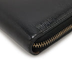 Gucci Lovely Round Zipper Long Wallet Shiny Leather Black Gold Hardware — view 3