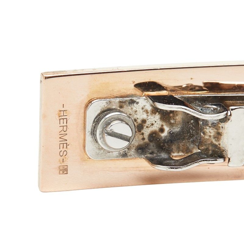 Hermes Irene Barrette Hair Accessory Gold Silver Black Plated Metal — view 3