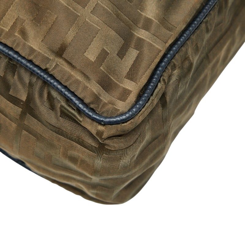 Fendi Zucca Shoulder Bag 2-Way Khaki Green Navy Nylon Leather — view 8