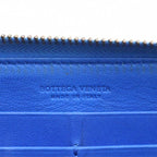 Bottega Veneta Long Wallet Leather Coin Purse Round Zipper Intrecciato Blue — view 7