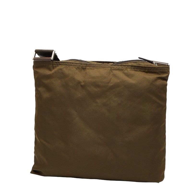 Prada Triangle Logo Plate Crossbody Bag Bt0175 Khaki Green Nylon — view 3
