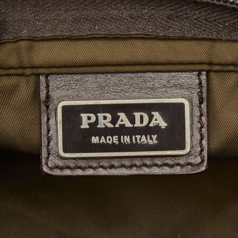 Prada Triangle Logo Plate Crossbody Bag Bt0175 Khaki Green Nylon — view 8