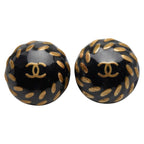 Chanel Coco Mark Round Black Gold Plastic Plated — view 3