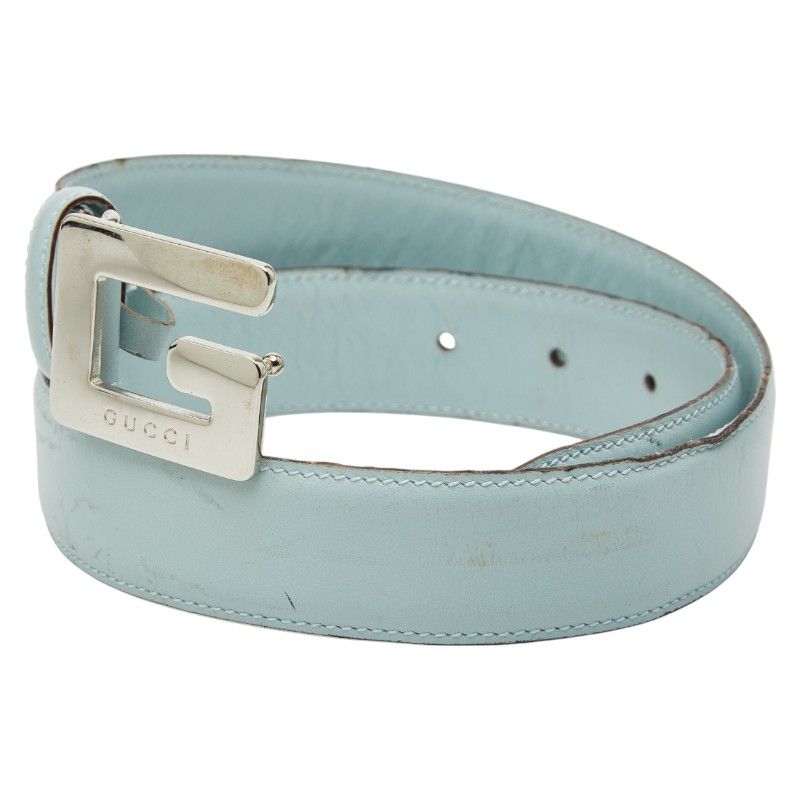 Gucci Belt Size 65 26 037 394 0959 Light Blue Leather — view 3
