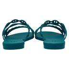 Hermes Rivage Chaine Dancre Sandals Flat Size 36 Green Rubber — view 4