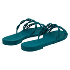 Hermes Rivage Chaine Dancre Sandals Flat Size 36 Green Rubber — view 2