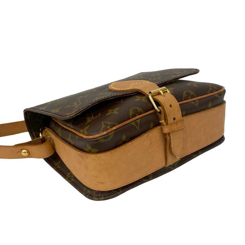 Louis Vuitton Vintage Cartesier Monogram Leather Shoulder Bag Pochette Brown