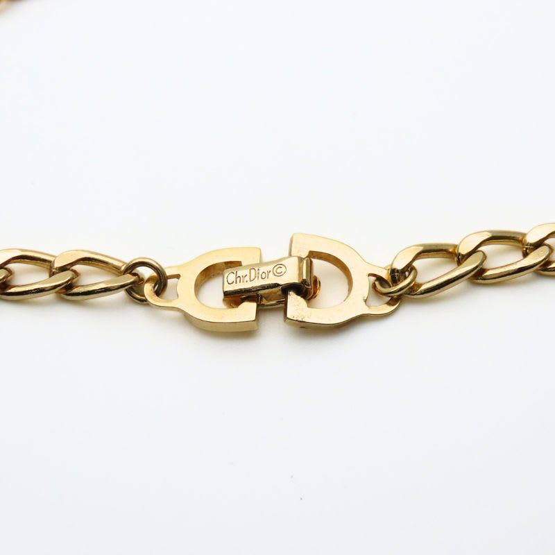 Christian Dior Necklace Long Chain Metal Gold GP Accessory Plated — view 6