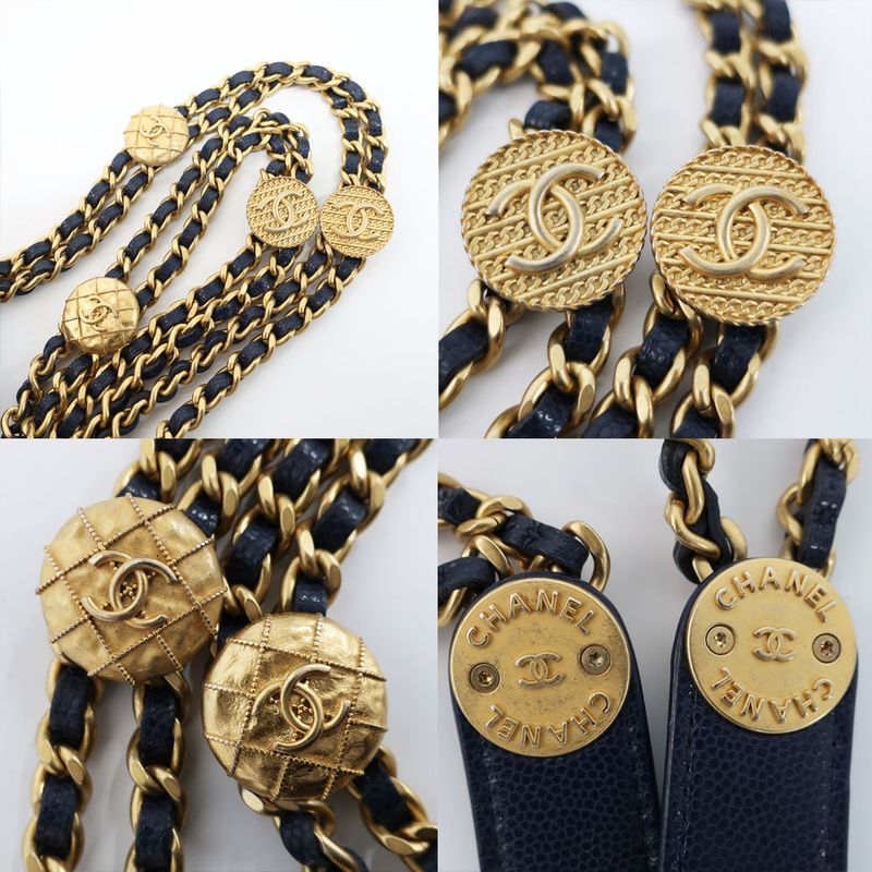 Chanel Shoulder Bag Mini Drawstring Navy Gold Hardware Caviar Leather — view 8