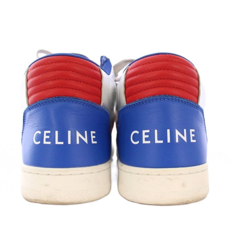 Celine Velcro Strap Mid High Cut Sneakers Shoes Logo 39 Silver Color BB — view 3