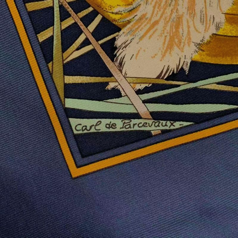 Hermes Scarf Silk Carre 90 Chasse Au BOIS Forest Hunting Gray — view 6