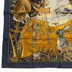 Hermes Scarf Silk Carre 90 Chasse Au BOIS Forest Hunting Gray — view 4