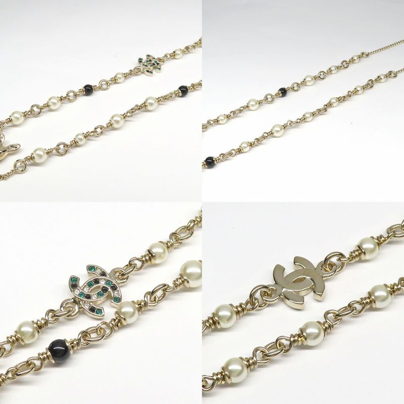 Chanel Bambi Necklace Faux Pearl Gold Stone Accessory — view 7