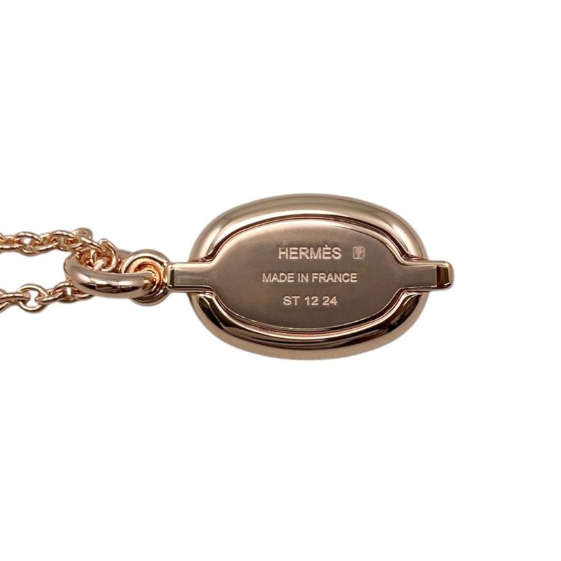Hermes Necklace Mini Maillon PM Pendant Fo03 Metal Golden Rose Gold Noir — view 7