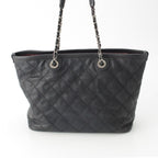 Chanel Caviar Leather Quilted Chain Shopping Tote Bag Black — view 6