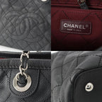 Chanel Caviar Leather Quilted Chain Shopping Tote Bag Black — view 9