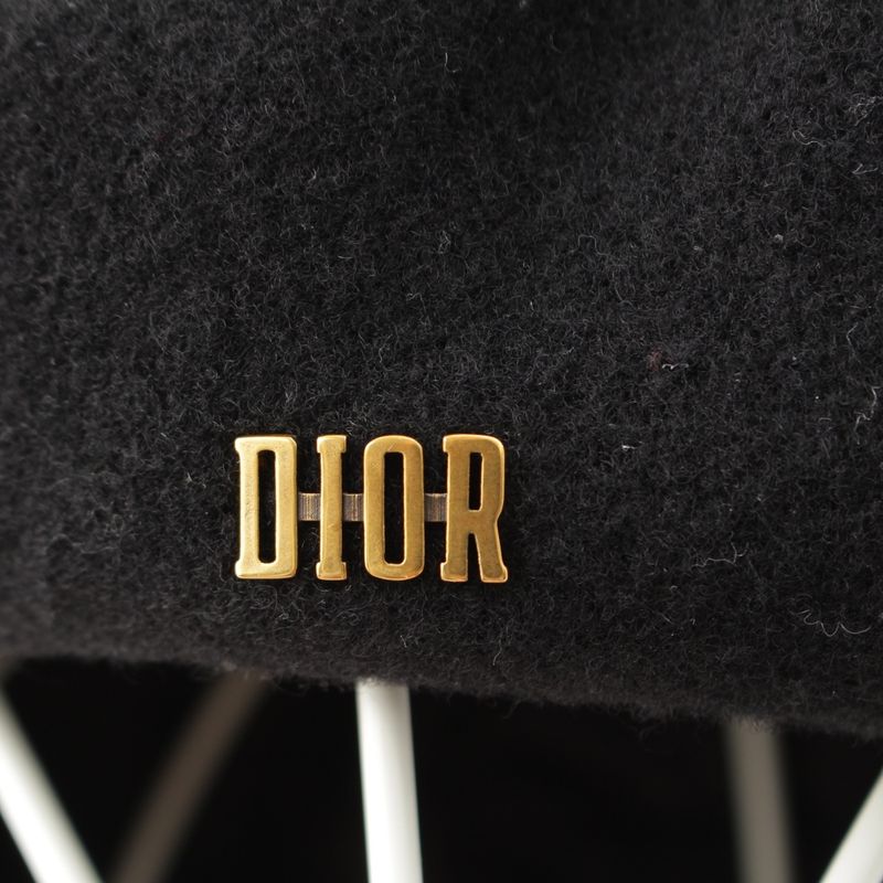 Dior Wool Logo Charm Bee Embroidery Beret Hat 81 Ddr921 G103 Black 57 — view 6